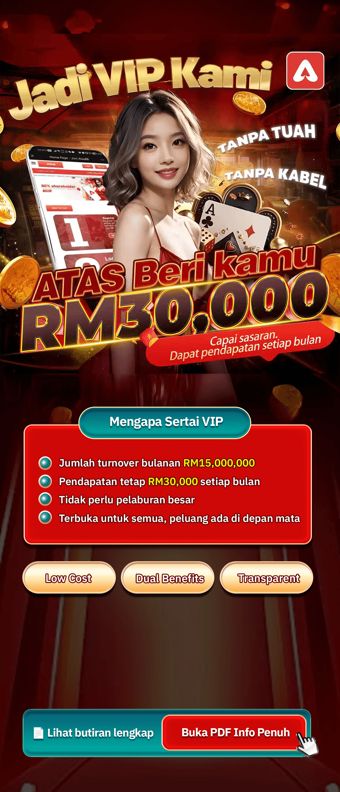Program VVIP ATAS yang menawarkan pendapatan sehingga RM30,000 setiap bulan