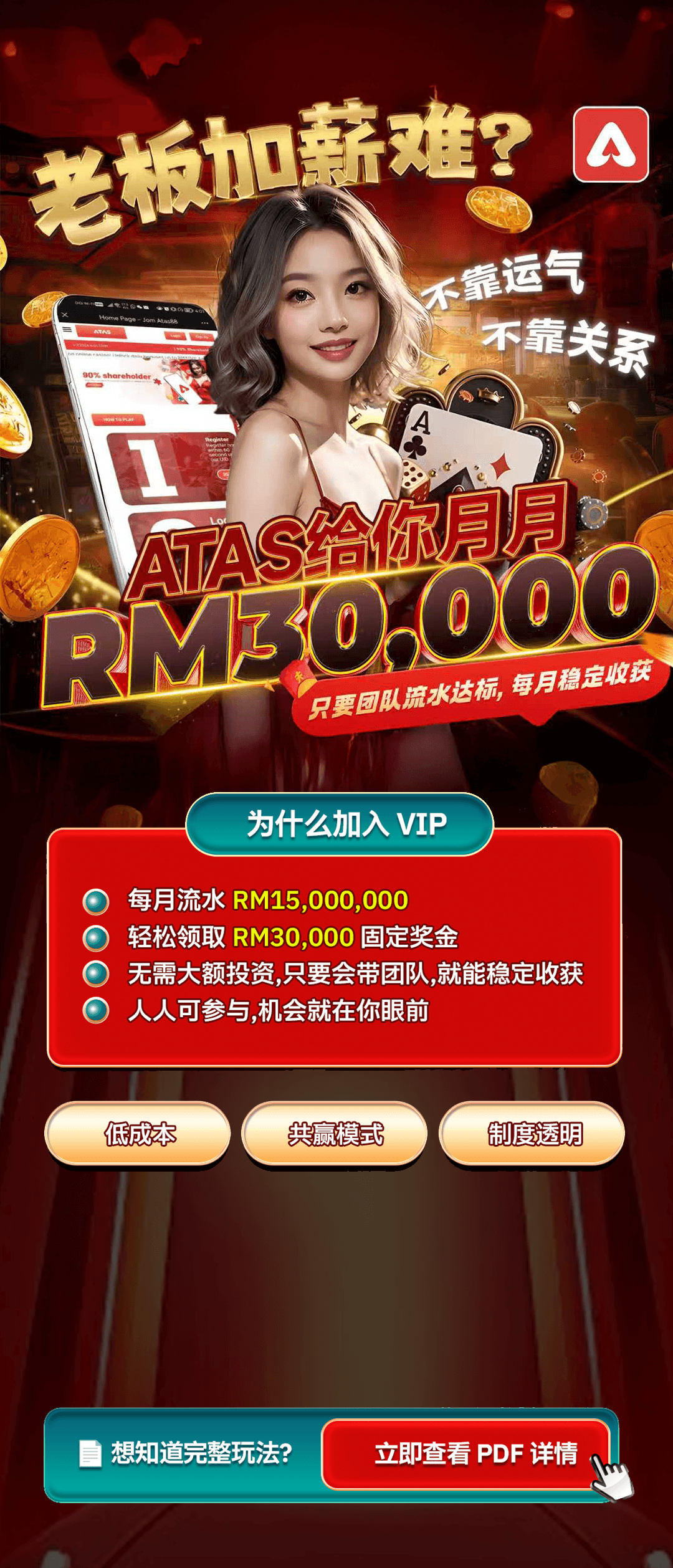 ATAS VVIP 计划，每月收入最高可达 RM30,000